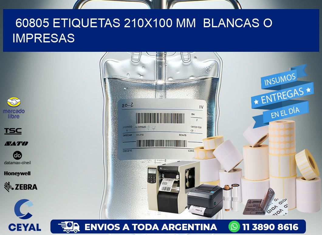 60805 ETIQUETAS 210×100 mm  BLANCAS O IMPRESAS