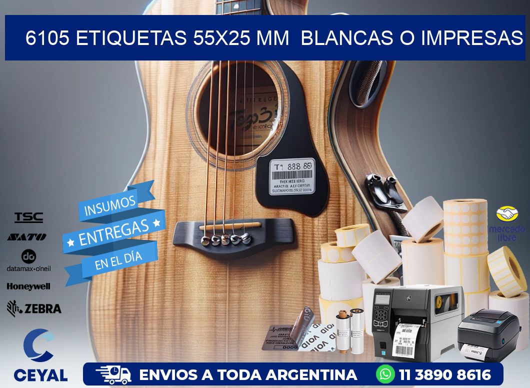 6105 ETIQUETAS 55x25 mm  BLANCAS O IMPRESAS