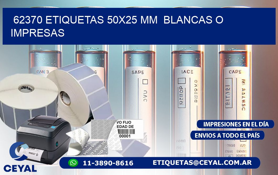 62370 ETIQUETAS 50x25 mm  BLANCAS O IMPRESAS