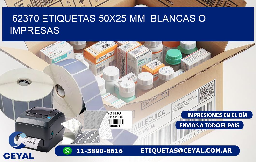 62370 ETIQUETAS 50x25 mm  BLANCAS O IMPRESAS