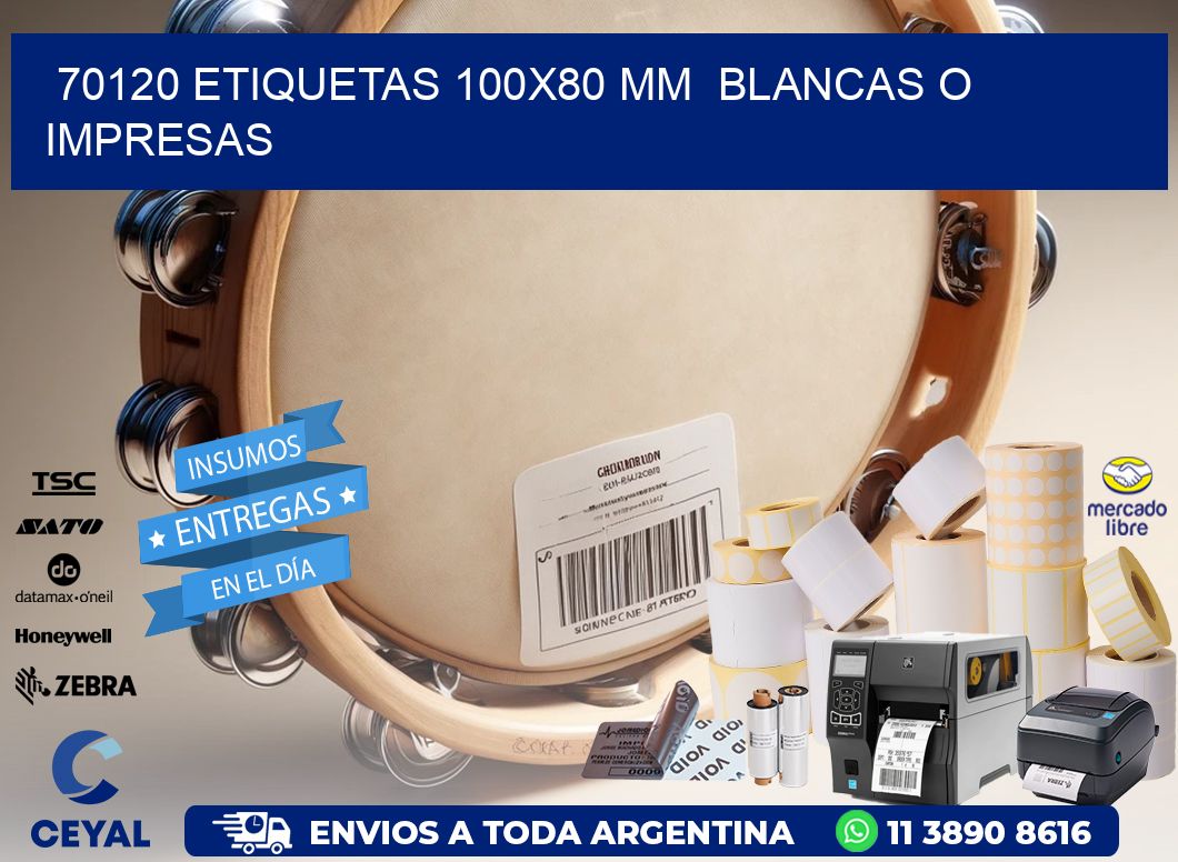 70120 ETIQUETAS 100x80 mm BLANCAS O IMPRESAS