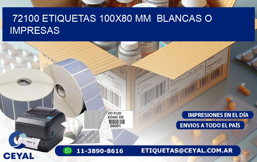 72100 ETIQUETAS 100x80 mm  BLANCAS O IMPRESAS