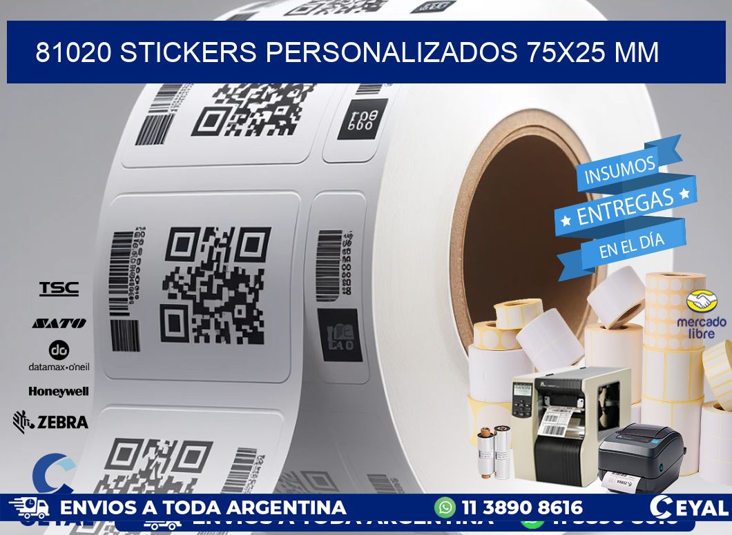 81020 STICKERS PERSONALIZADOS 75x25 mm
