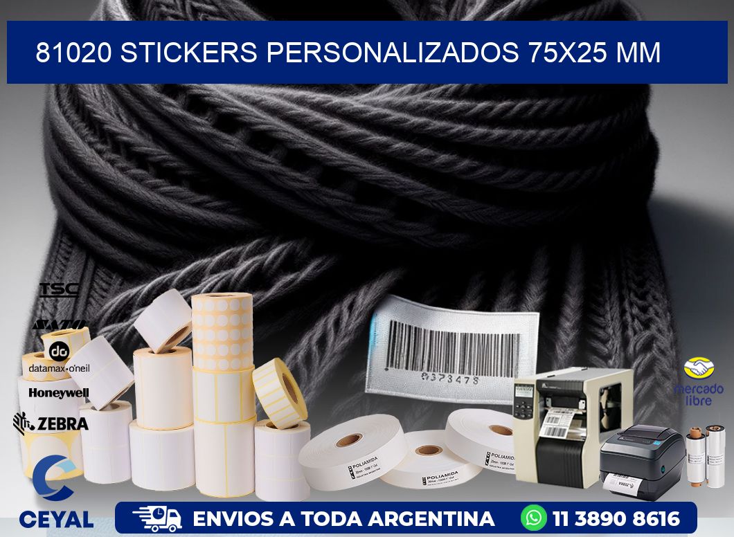 81020 STICKERS PERSONALIZADOS 75x25 mm
