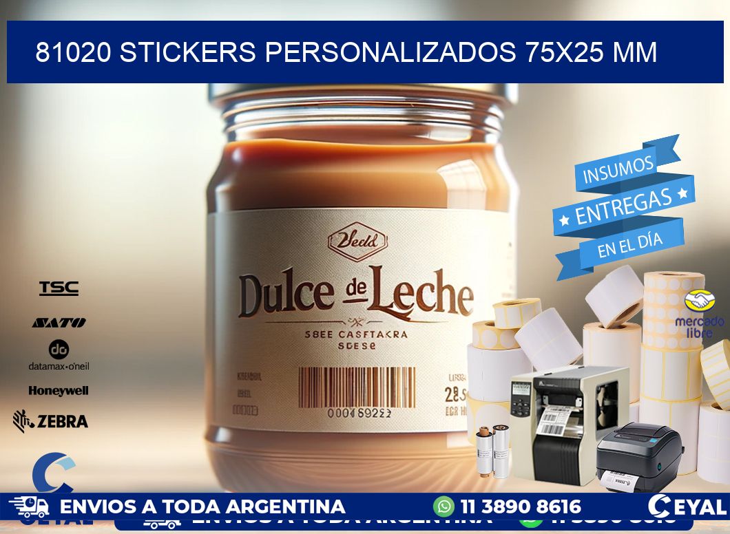 81020 STICKERS PERSONALIZADOS 75x25 mm