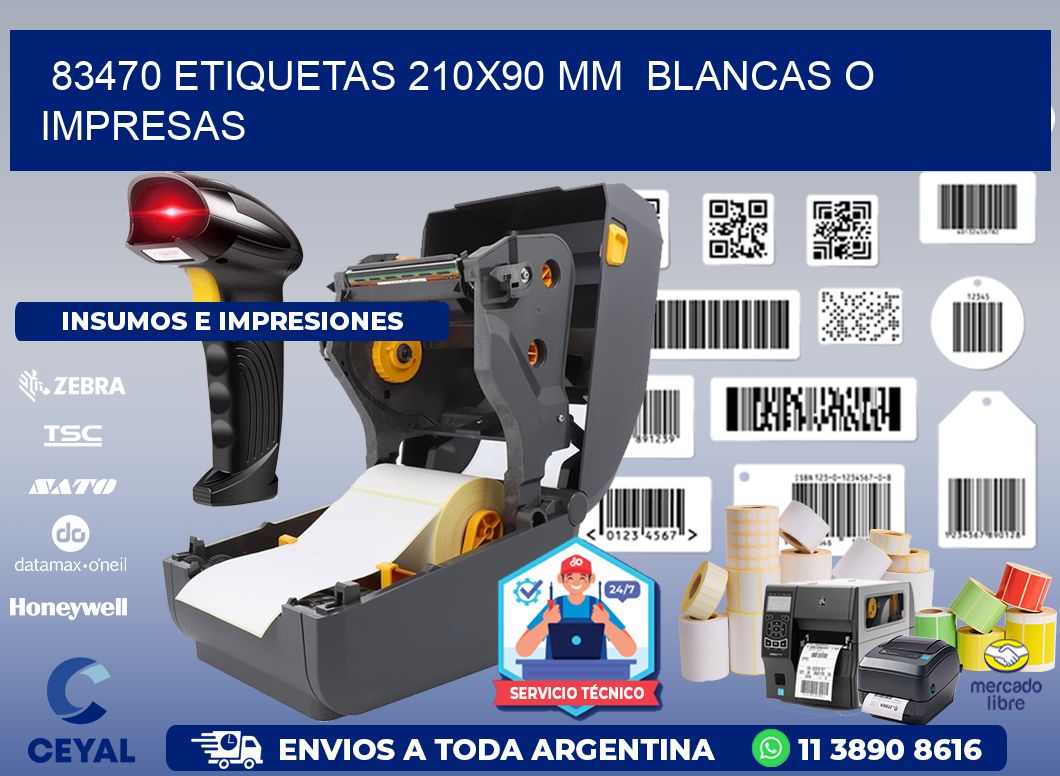 83470 ETIQUETAS 210x90 mm BLANCAS O IMPRESAS