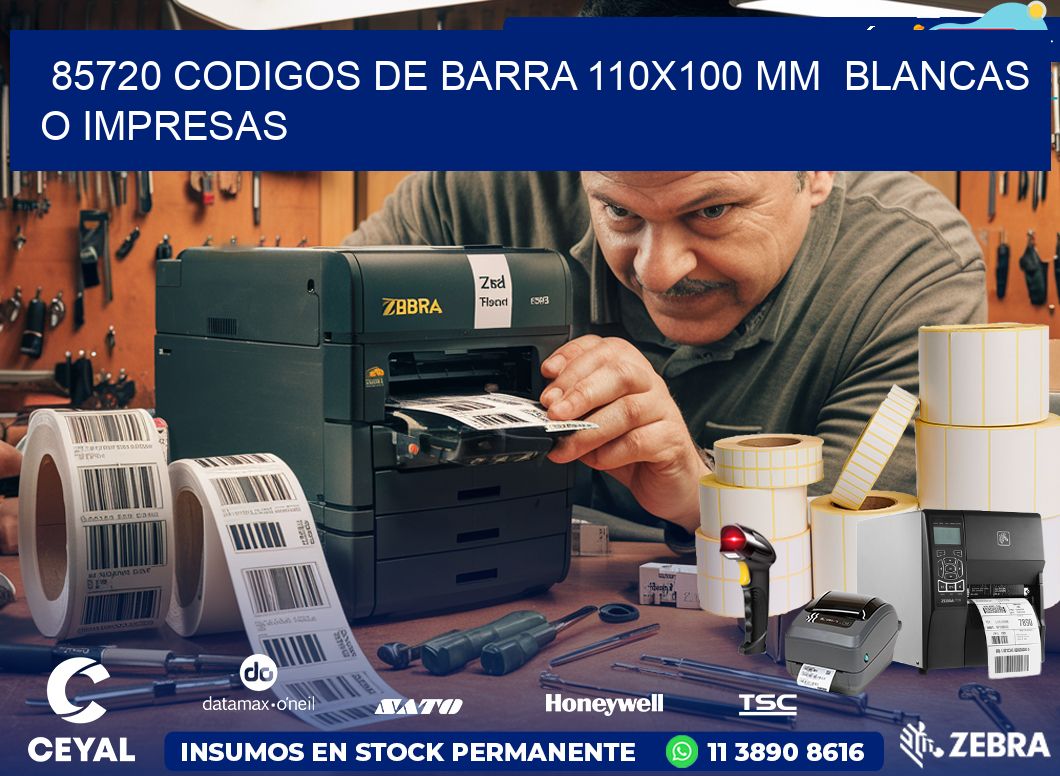 85720 CODIGOS DE BARRA 110×100 mm  BLANCAS O IMPRESAS