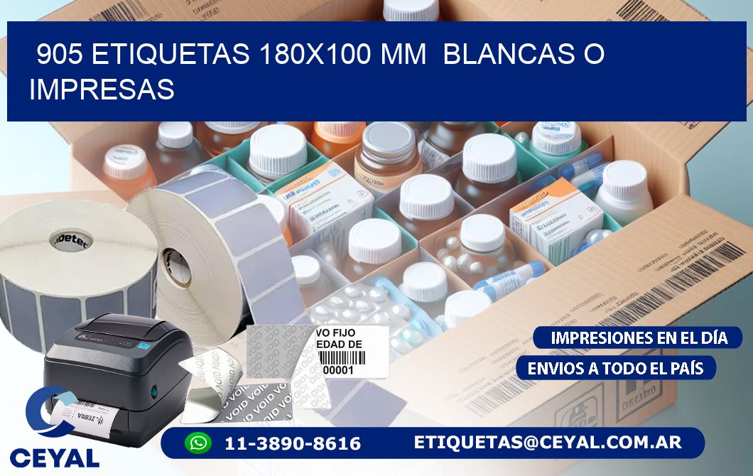 905 ETIQUETAS 180x100 mm BLANCAS O IMPRESAS
