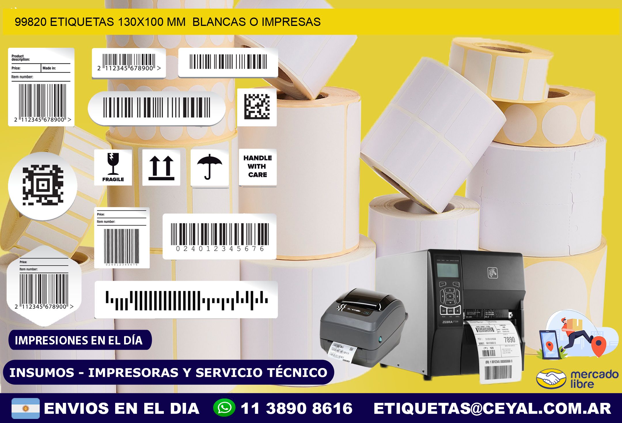 99820 ETIQUETAS 130×100 mm  BLANCAS O IMPRESAS