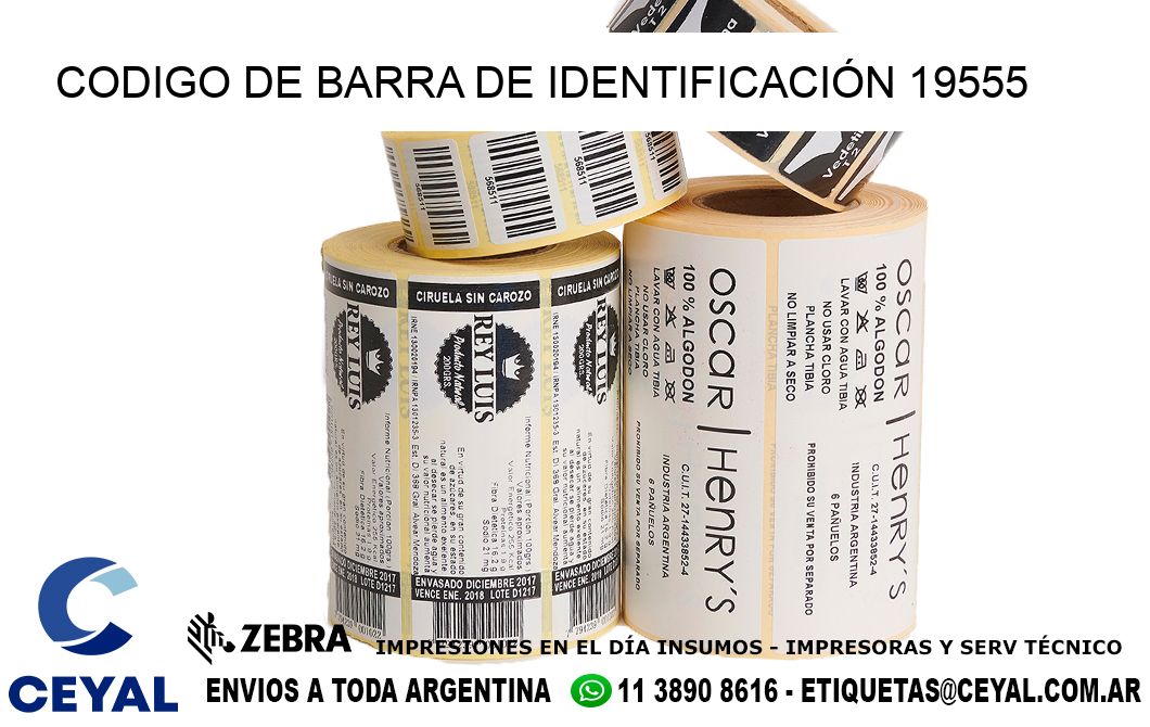 CODIGO DE BARRA DE IDENTIFICACIÓN 19555