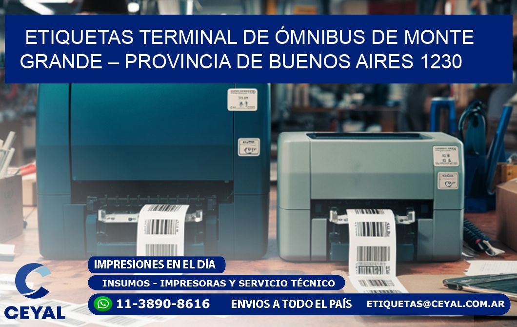 ETIQUETAS TERMINAL DE ÓMNIBUS DE MONTE GRANDE – PROVINCIA DE BUENOS AIRES 1230