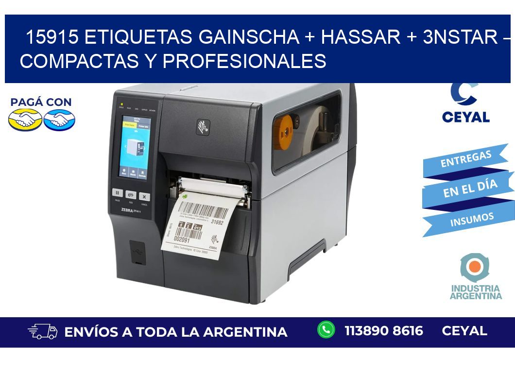 15915 etiquetas Gainscha + Hassar + 3nStar – Compactas y Profesionales