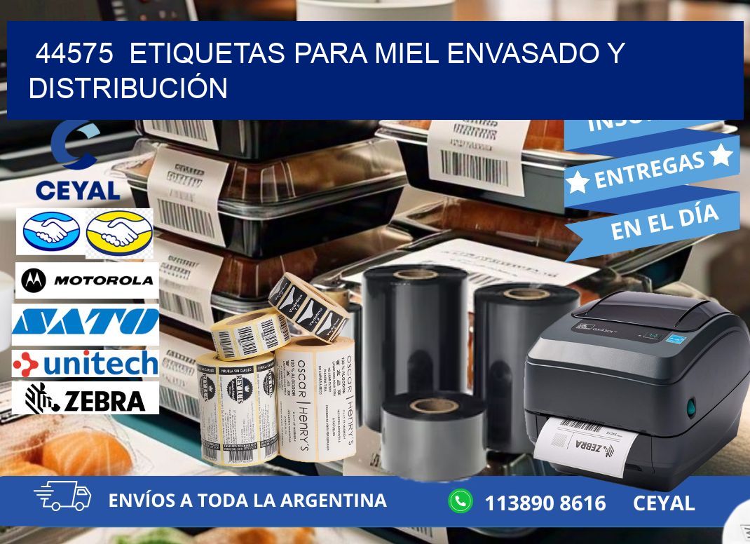44575  ETIQUETAS PARA MIEL ENVASADO Y DISTRIBUCIÓN