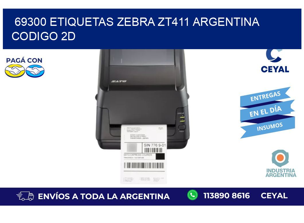 69300 etiquetas zebra zt411 argentina CODIGO 2D