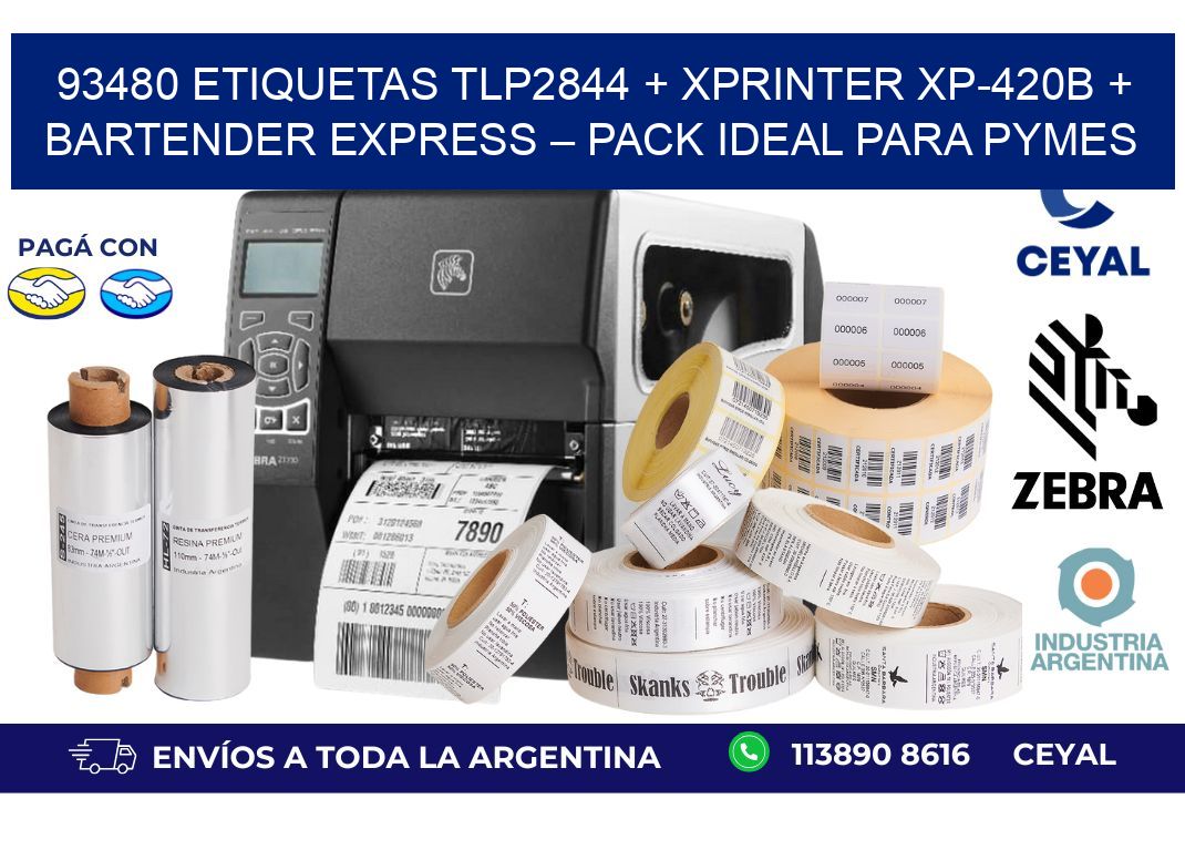93480 ETIQUETAS TLP2844 + Xprinter XP-420B + BarTender Express – Pack ideal para PyMES