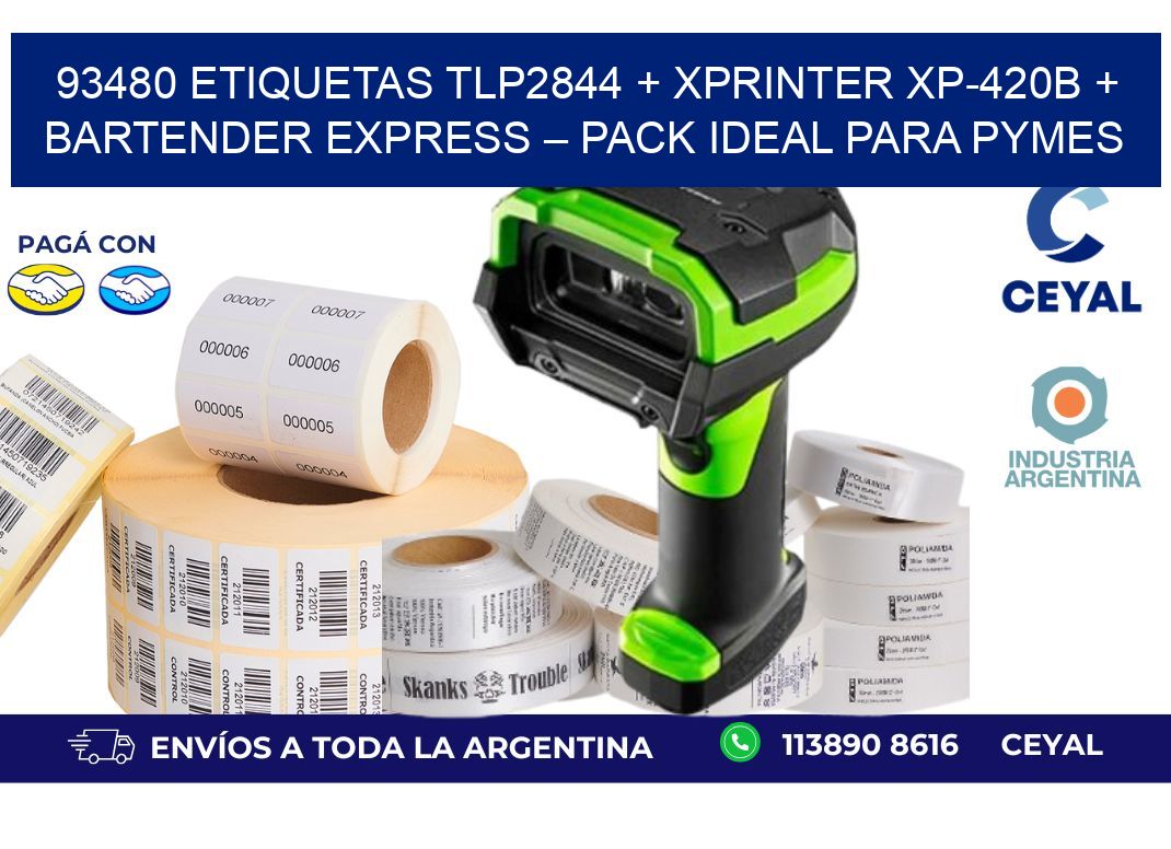 93480 ETIQUETAS TLP2844 + Xprinter XP-420B + BarTender Express – Pack ideal para PyMES