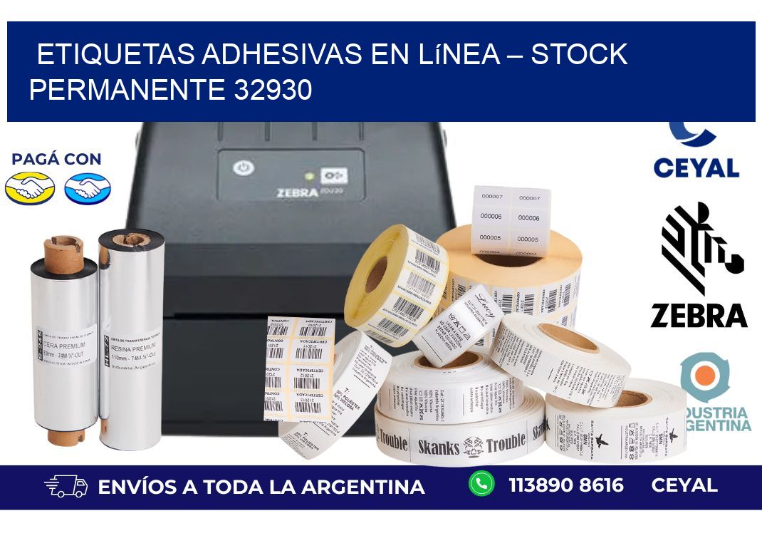 Etiquetas Adhesivas en Línea – Stock Permanente 32930