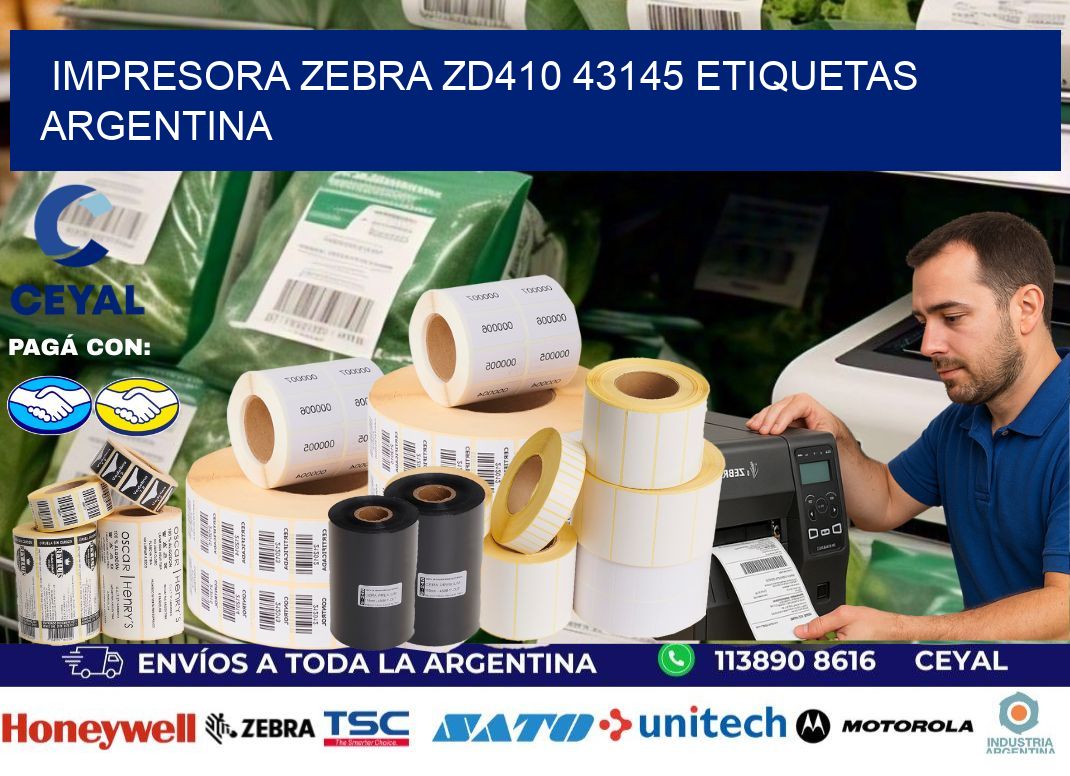 Impresora zebra zd410 43145 etiquetas argentina