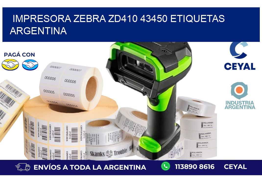 Impresora zebra zd410 43450 etiquetas argentina