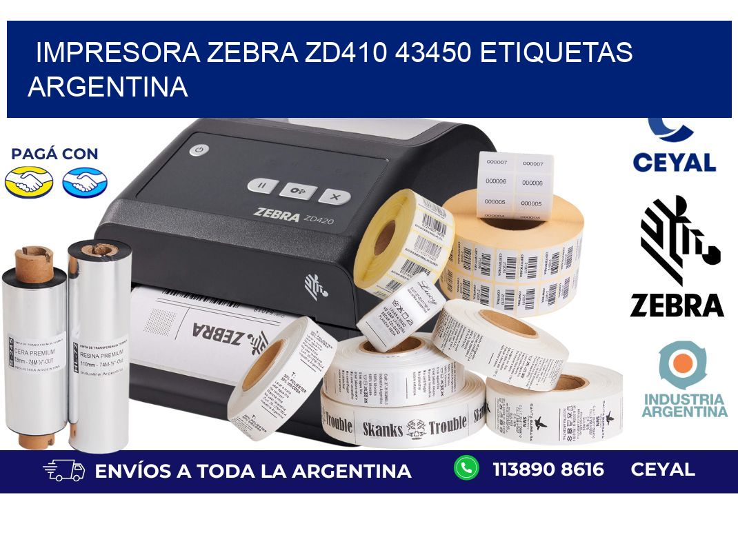 Impresora zebra zd410 43450 etiquetas argentina