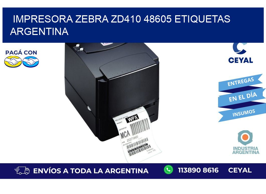 Impresora zebra zd410 48605 etiquetas argentina