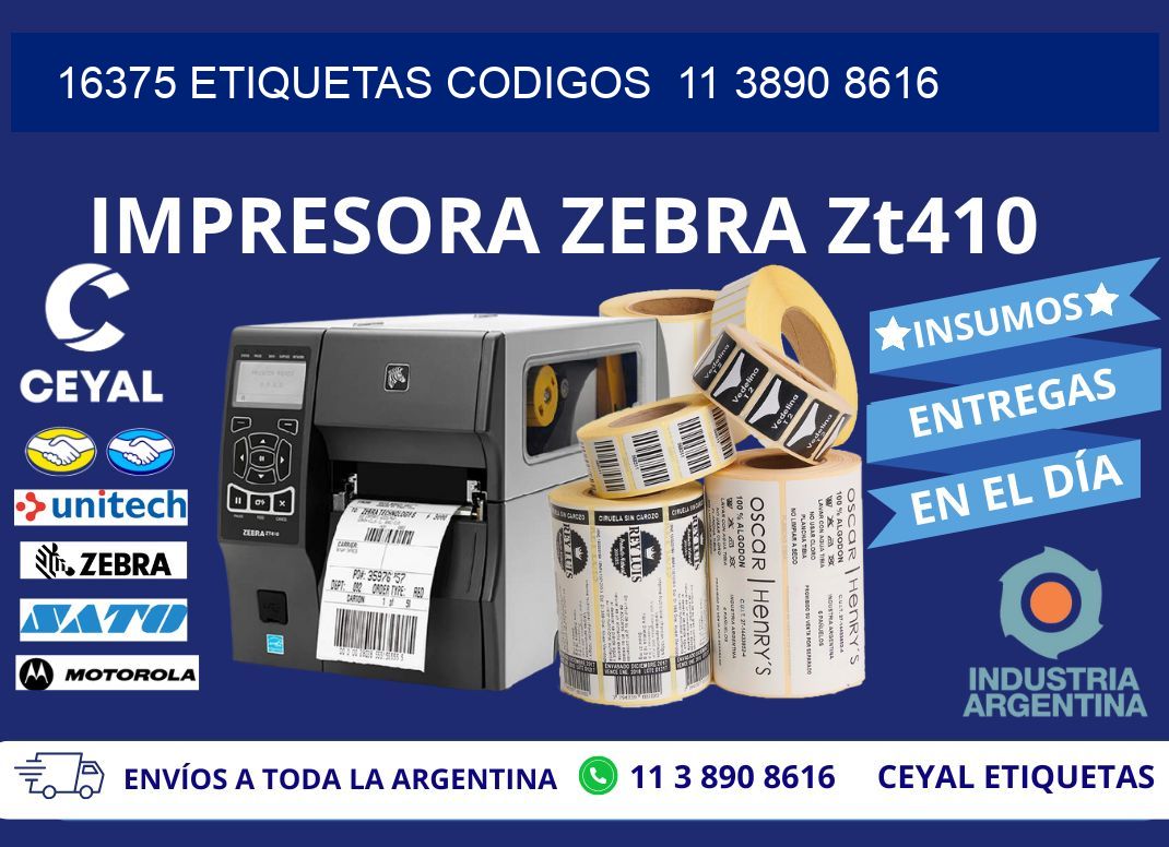 16375 ETIQUETAS CODIGOS 11 3890 8616