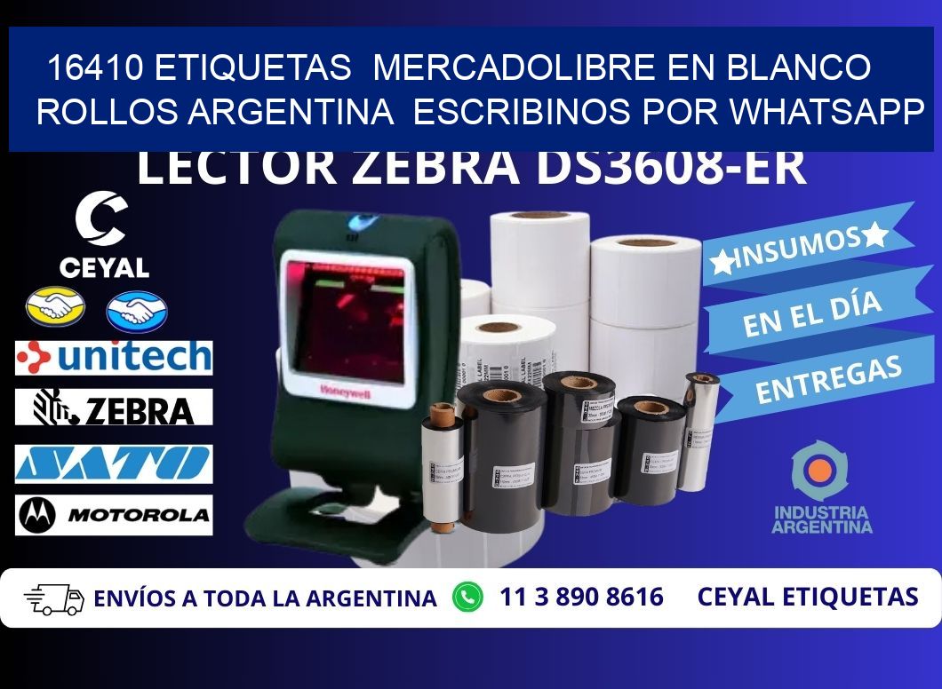 16410 ETIQUETAS MERCADOLIBRE EN BLANCO ROLLOS ARGENTINA ESCRIBINOS POR WHATSAPP