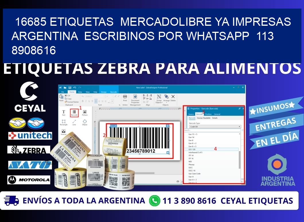 16685 ETIQUETAS MERCADOLIBRE YA IMPRESAS ARGENTINA ESCRIBINOS POR WHATSAPP 113 8908616