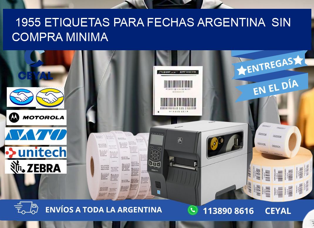 1955 ETIQUETAS PARA FECHAS ARGENTINA SIN COMPRA MINIMA