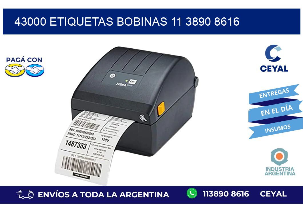 43000 ETIQUETAS BOBINAS 11 3890 8616