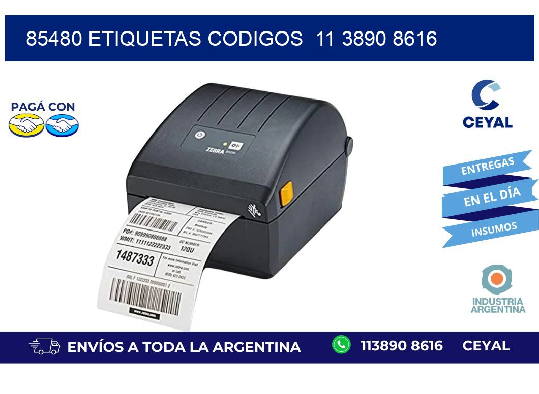 85480 ETIQUETAS CODIGOS 11 3890 8616