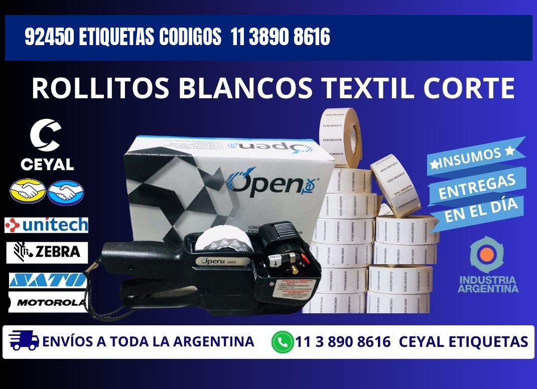 92450 ETIQUETAS CODIGOS  11 3890 8616