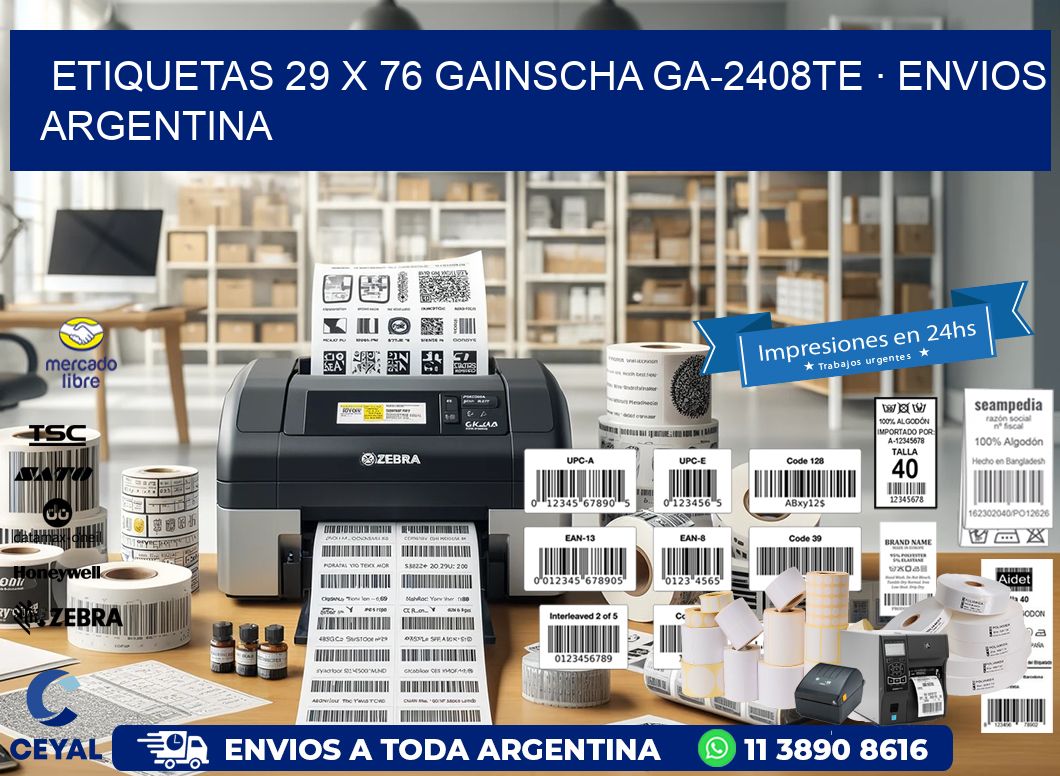 ETIQUETAS 29 x 76 GAINSCHA GA-2408TE · ENVIOS ARGENTINA