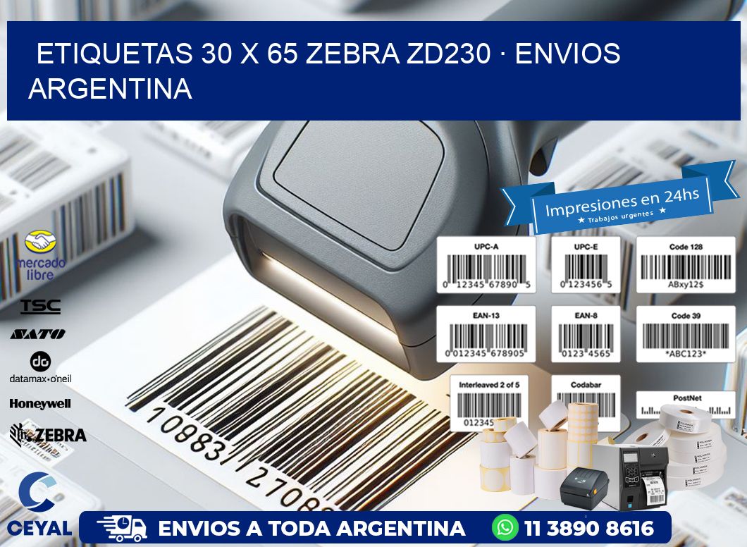 ETIQUETAS 30 x 65 ZEBRA ZD230 · ENVIOS ARGENTINA