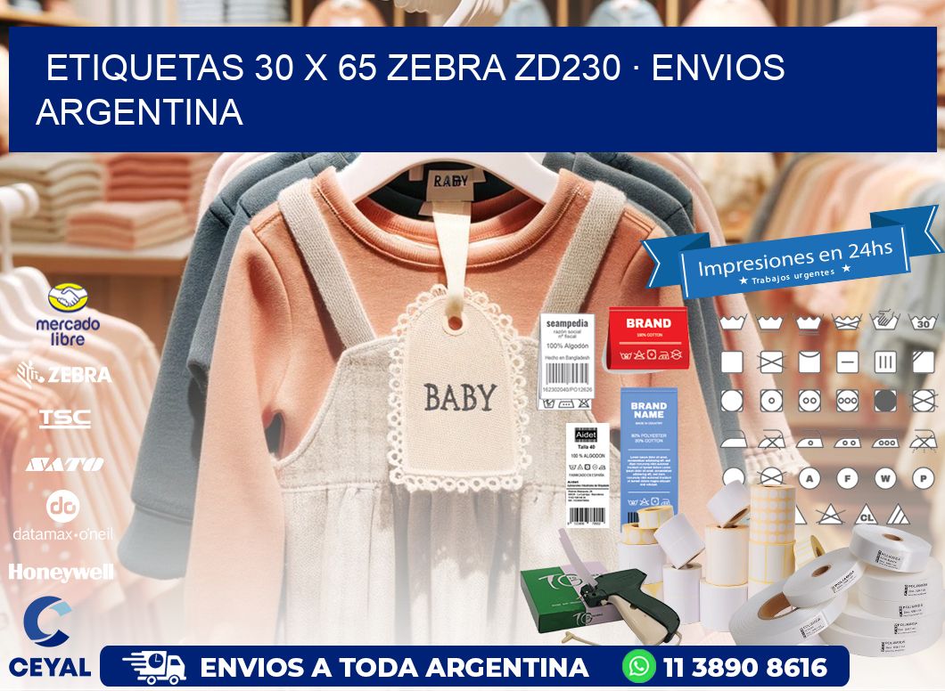 ETIQUETAS 30 x 65 ZEBRA ZD230 · ENVIOS ARGENTINA