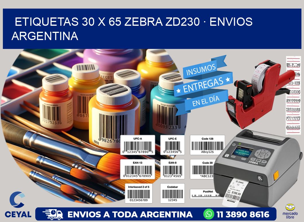 ETIQUETAS 30 x 65 ZEBRA ZD230 · ENVIOS ARGENTINA