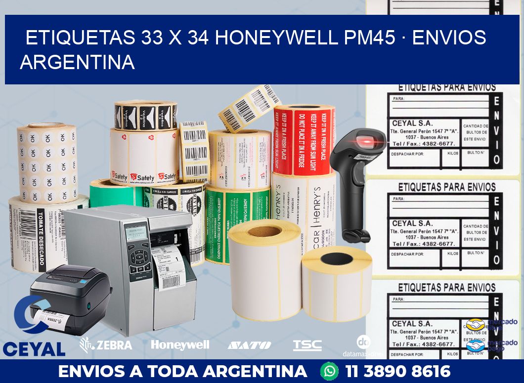 ETIQUETAS 33 x 34 HONEYWELL PM45 · ENVIOS ARGENTINA