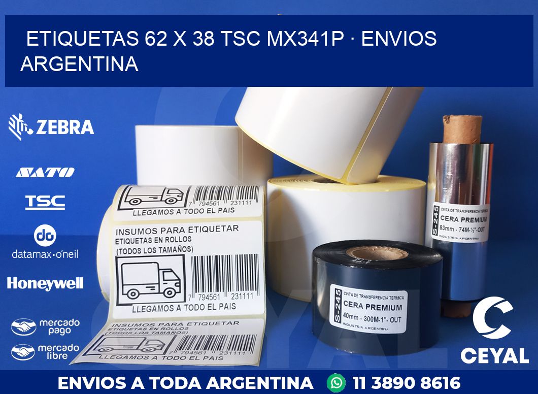 ETIQUETAS 62 x 38 TSC MX341P · ENVIOS ARGENTINA