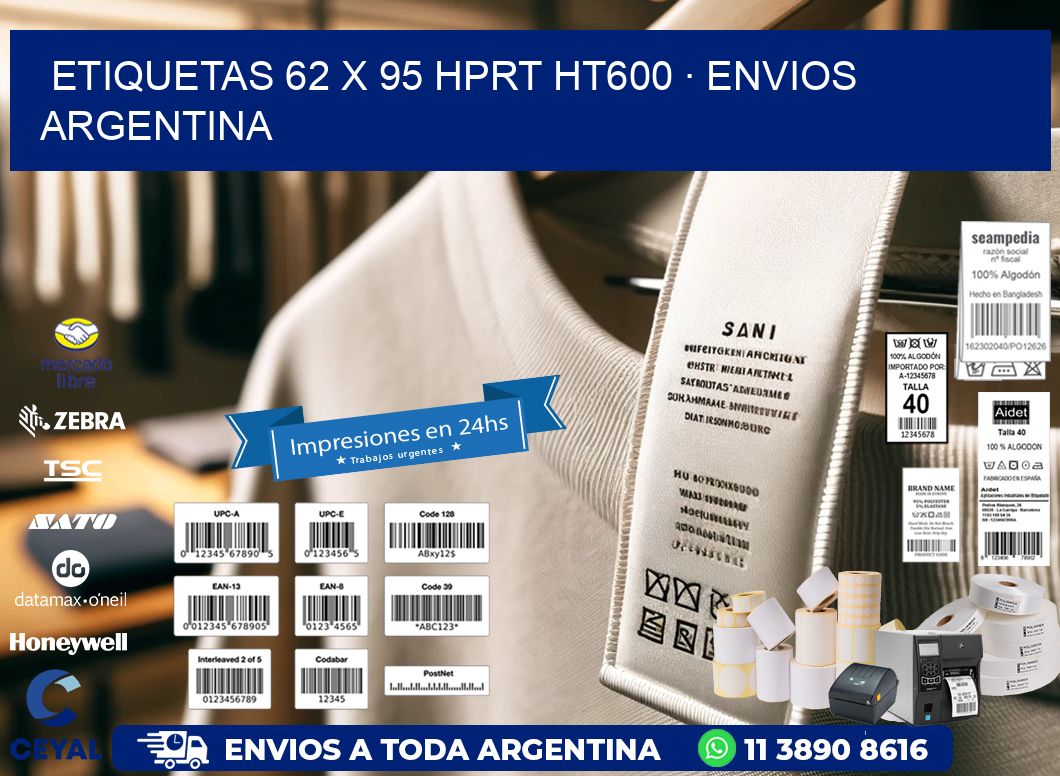 ETIQUETAS 62 x 95 HPRT HT600 · ENVIOS ARGENTINA