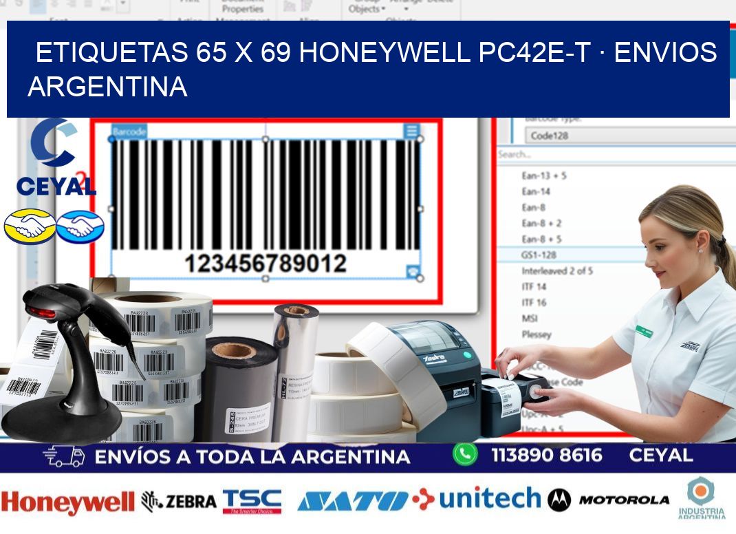 ETIQUETAS 65 x 69 HONEYWELL PC42E-T · ENVIOS ARGENTINA