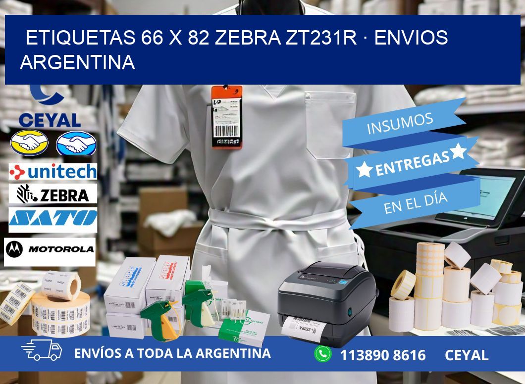 ETIQUETAS 66 x 82 ZEBRA ZT231R · ENVIOS ARGENTINA