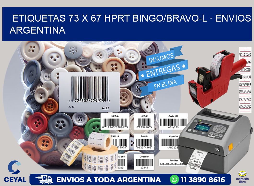 ETIQUETAS 73 x 67 HPRT BINGO/BRAVO-L · ENVIOS ARGENTINA