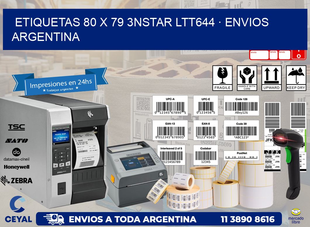 ETIQUETAS 80 x 79 3NSTAR LTT644 · ENVIOS ARGENTINA