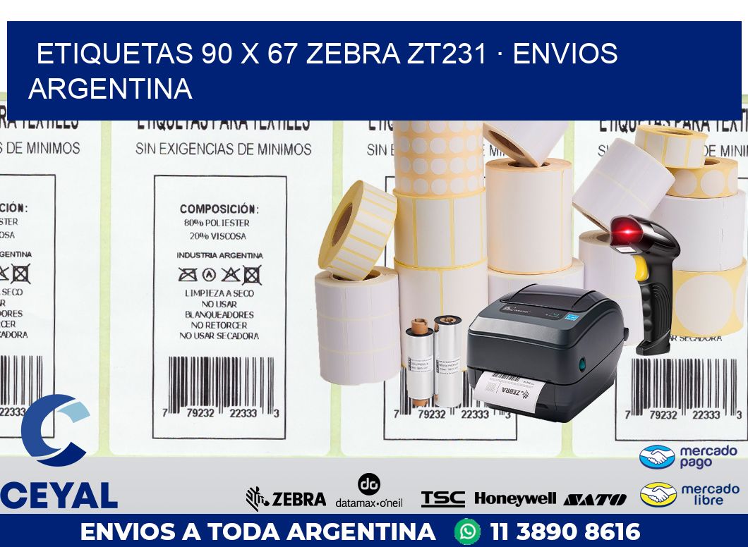 ETIQUETAS 90 x 67 ZEBRA ZT231 · ENVIOS ARGENTINA