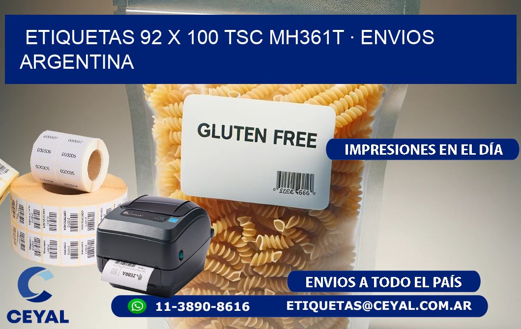 ETIQUETAS 92 x 100 TSC MH361T · ENVIOS ARGENTINA