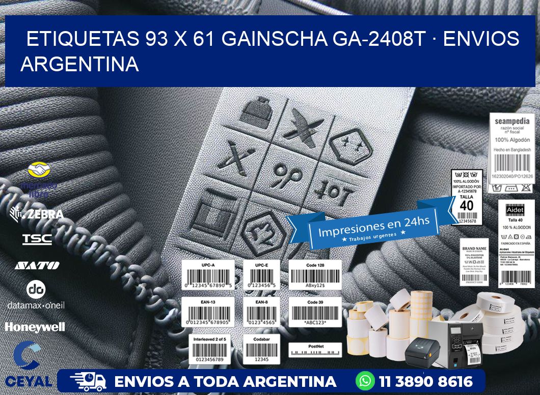 ETIQUETAS 93 x 61 GAINSCHA GA-2408T · ENVIOS ARGENTINA