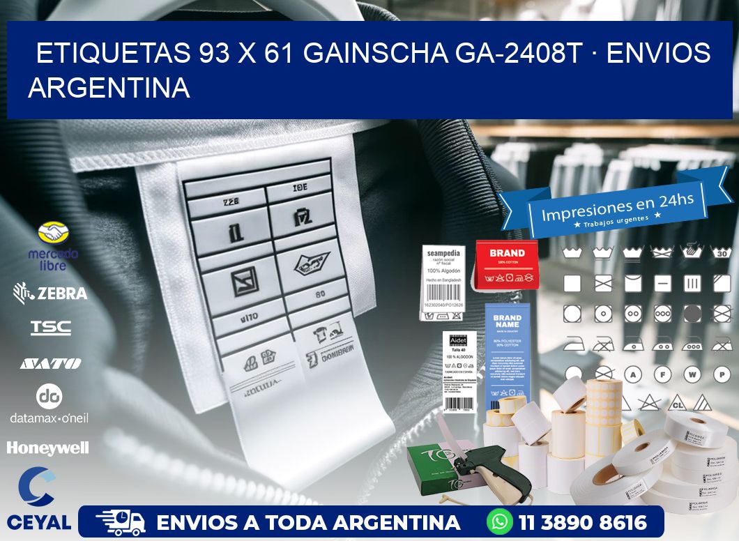 ETIQUETAS 93 x 61 GAINSCHA GA-2408T · ENVIOS ARGENTINA
