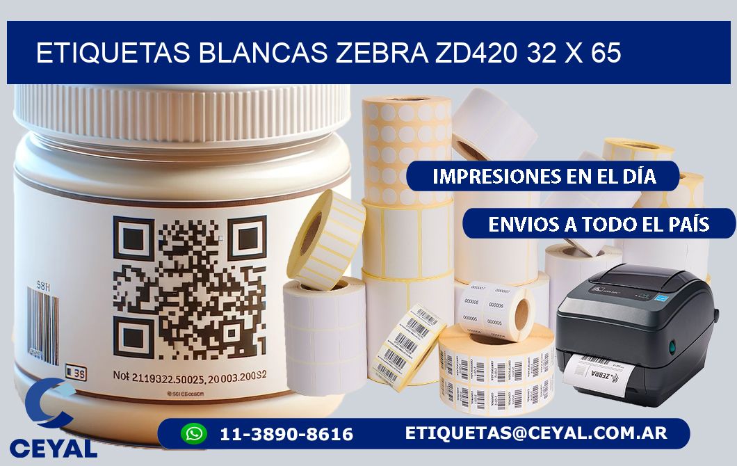 ETIQUETAS BLANCAS ZEBRA ZD420 32 x 65