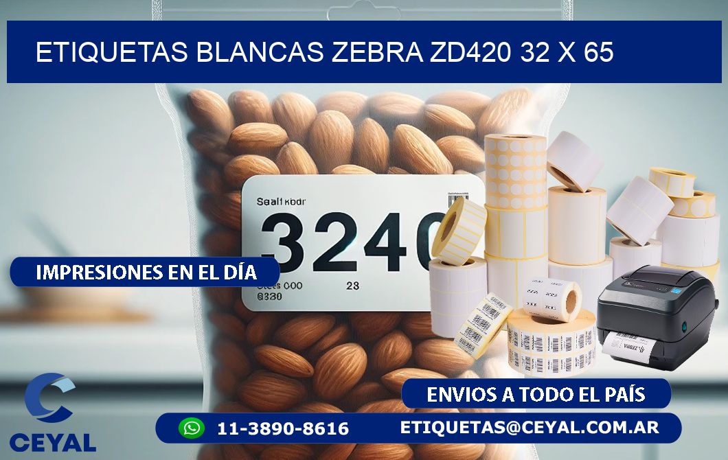 ETIQUETAS BLANCAS ZEBRA ZD420 32 x 65