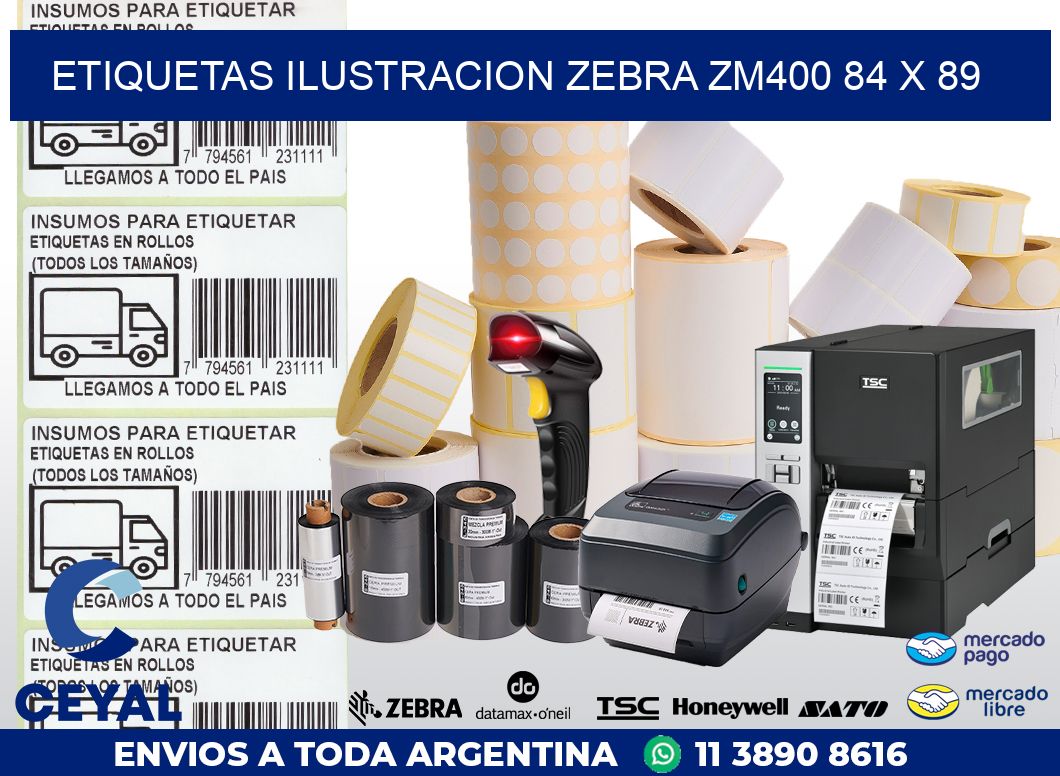 ETIQUETAS ILUSTRACION ZEBRA ZM400 84 x 89